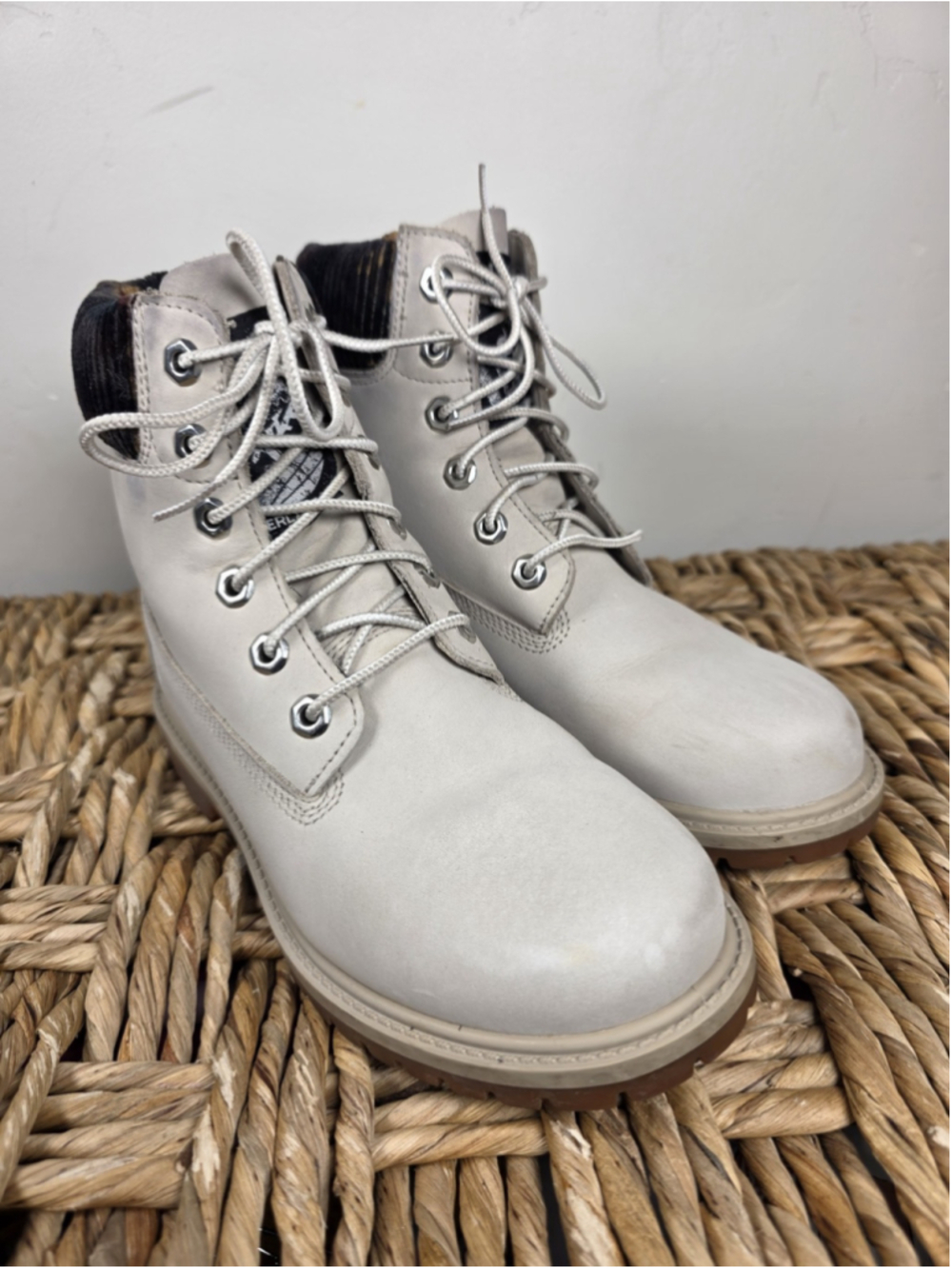 Timberland A2M83 Womens Sz 7 Gray 6" Premium Boots Primaloft Corduroy Collar
